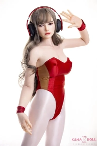 ヘッドフォン姿の魅惑的な美人シリコンドール