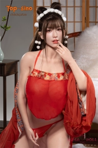 透けるチャイナ衣装で誘惑する巨乳フルシリコンセックスドール